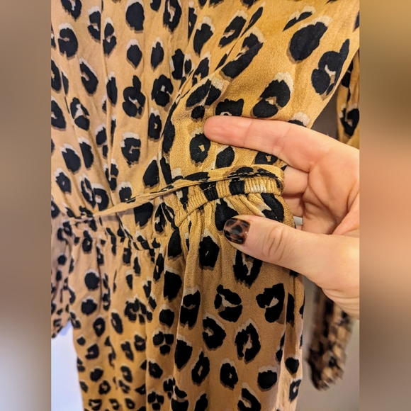 A New Day Cheetah Print Long Sleeve Tie Waist Sheath Dress sz M - Picture 11 of 15